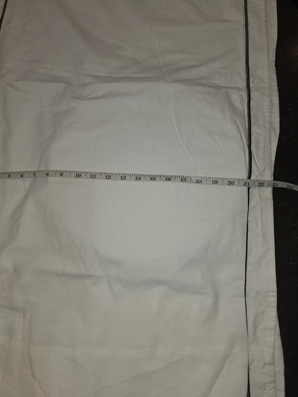 NEW Set IKEA White Cotton King Pillow SHAM with BLACK/GRAY Piped Trim